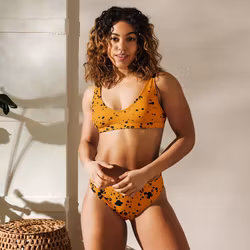 Bikini High Waist - Splatter - Orange/svart