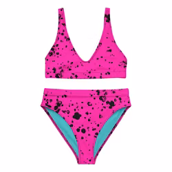 Bikini High Waist - Splatter - Cerise/svart