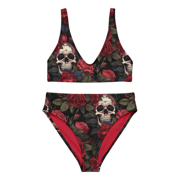 Bikini High Waist - Roses & Skulls