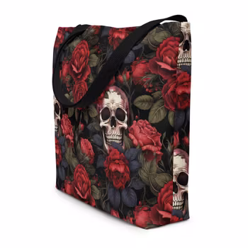 Strandväska - Roses & Skulls