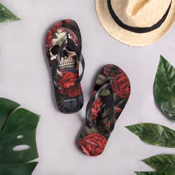 Flip-Flops - Roses & Skulls