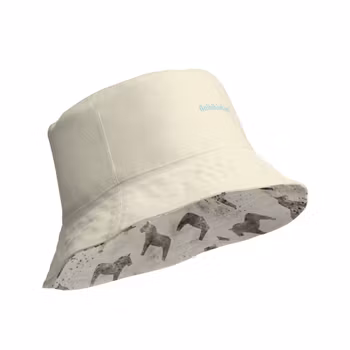 Vändbar Solhatt - Dalahästar - Cream/aprikosvit