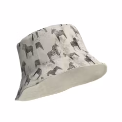 Vändbar Solhatt - Dalahästar - Cream/aprikosvit