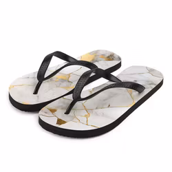 Flip-Flops - Marmor - Vit/Guld