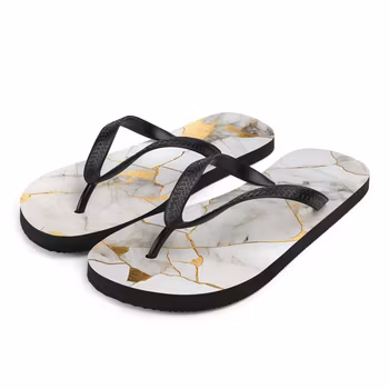 Flip-Flops - Marmor - Vit/Guld