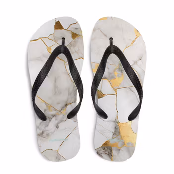Flip-Flops - Marmor - Vit/Guld