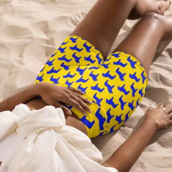Bikini/Yoga Shorts - Sverigehästar Gul/Blå