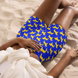 Bikini/Yoga Shorts - Sverigehästar Blå/Gul