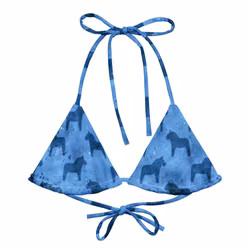 Trekantsbikini överdel - Dalahästar Blå