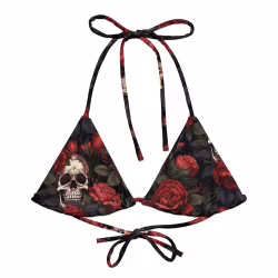 Trekantsbikini överdel - Roses & Skulls