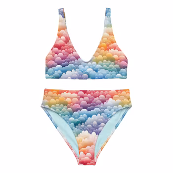 Bikini High Waist - Regnbåge - Moln
