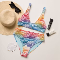Bikini High Waist - Regnbåge - Moln