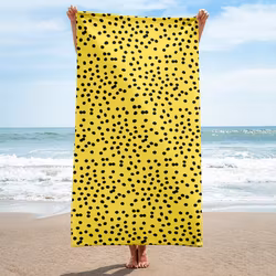 Handduk 150x75 cm - Gul med prickar