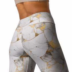 Yoga Leggings - Marmor - Vit/Guld