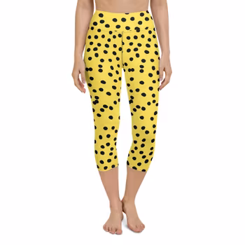 Yoga Capri Leggings - Gula med prickar