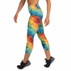 Yoga Capri Leggings - Regnbåge - Fjäll
