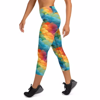 Yoga Capri Leggings - Regnbåge - Fjäll