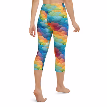 Yoga Capri Leggings - Regnbåge - Fjäll