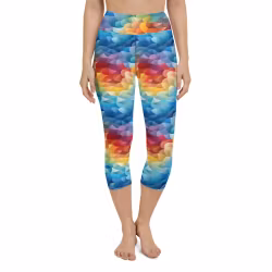 Yoga Capri Leggings - Regnbåge - Flakes