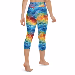Yoga Capri Leggings - Regnbåge - Flakes