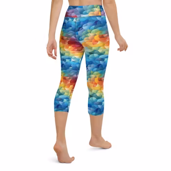 Yoga Capri Leggings - Regnbåge - Flakes