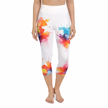 Yoga Capri Leggings - Regnbåge - Splash