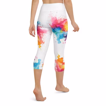 Yoga Capri Leggings - Regnbåge - Splash