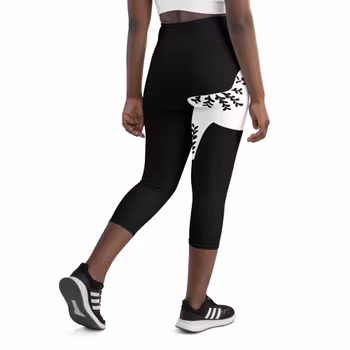 Yoga Capri Leggings - Dalahäst - Svart
