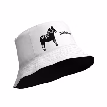 Vändbar solhatt - Dalahäst - Svart/Vit