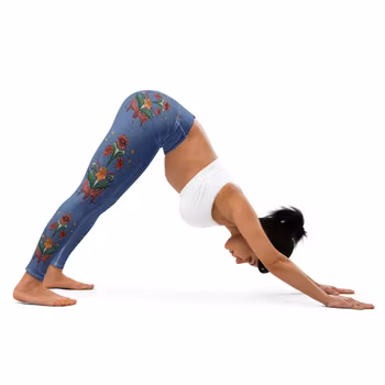 Yoga Leggings - Dalahäst och kurbits - blå iris