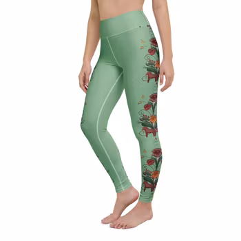 Yoga Leggings - Dalahäst och kurbits - Havsgrön