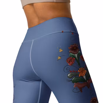 Yoga Leggings - Dalahäst och kurbits - blå iris
