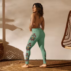 Yoga Leggings - Dalahäst och kurbits - Havsgrön