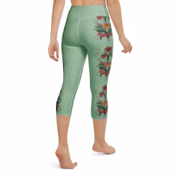 Yoga Capri Leggings - Dalahäst och kurbits - Havsgrön