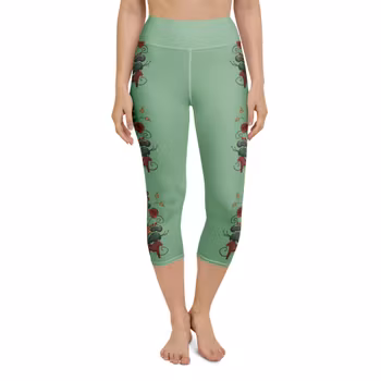 Yoga Capri Leggings - Dalahäst och kurbits - Havsgrön