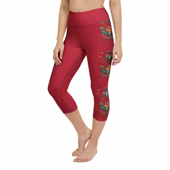 Yoga Capri Leggings - Dalahäst och kurbits - karmosinröd