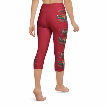 Yoga Capri Leggings - Dalahäst och kurbits - karmosinröd