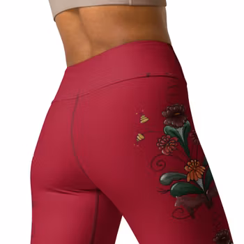 Yoga Leggings - Dalahäst och kurbits - karmosinröd