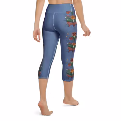 Yoga Capri Leggings - Dalahäst och kurbits - Blå iris