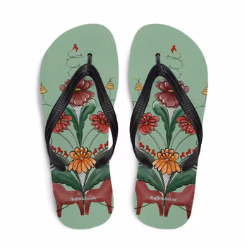 Flip-Flops - Dalahäst och kurbits - Havsgrön