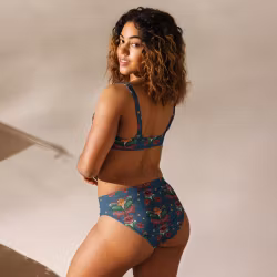 Bikini High Waist - Kurbitsmönster - Marinblå
