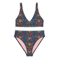 Bikini High Waist - Kurbitsmönster - Marinblå