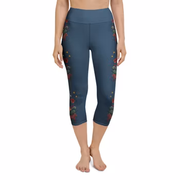 Yoga Capri Leggings - Dalahäst och kurbits - Marinblå