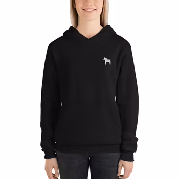 Unisex hoodie - Dalahäst - vit brodyr