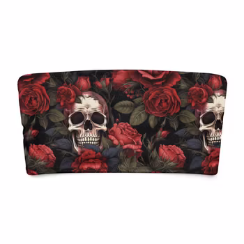 Bandeau bikini top - Roses & Skulls