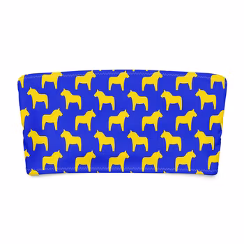 Bandeau bikini top - Sverigehästar Blå/Gul