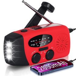 Kampiradio/hätäradio aurinkokennolla ja powerbankilla