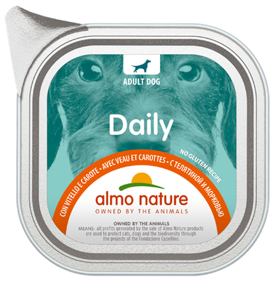Almo Nature Daily Dogs med Kalv og gulrot 100gr