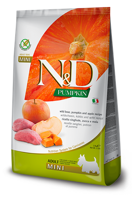 N&D Pumpkin Dog Wild Boar & Apple Adult Mini 7 Kg. Farmina