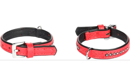 Halsbånd padded Monte Carlo red M, L | 28-33cm x 14mm